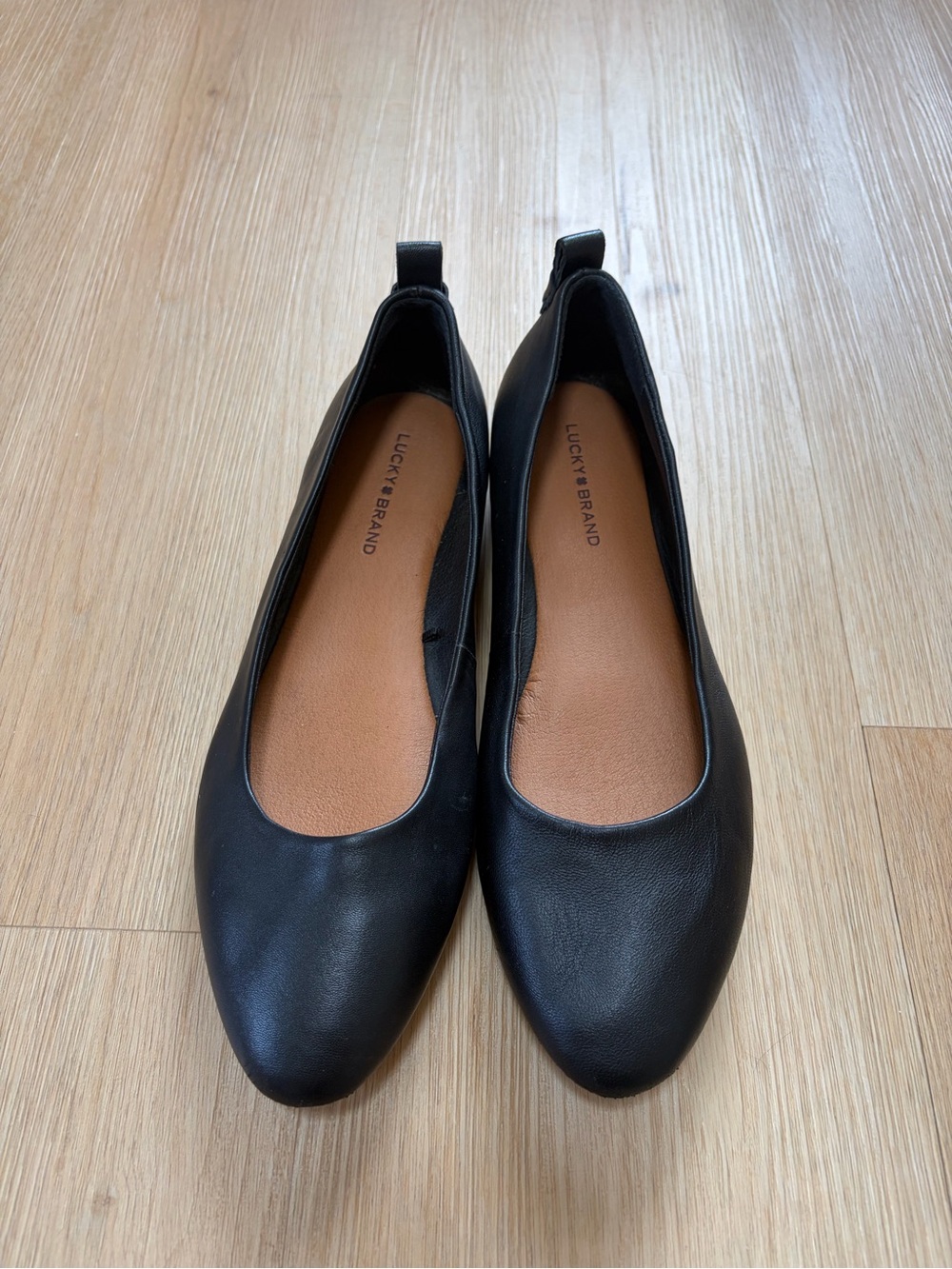 Lucky Brand Black Leather Slip-On Ballet Flats